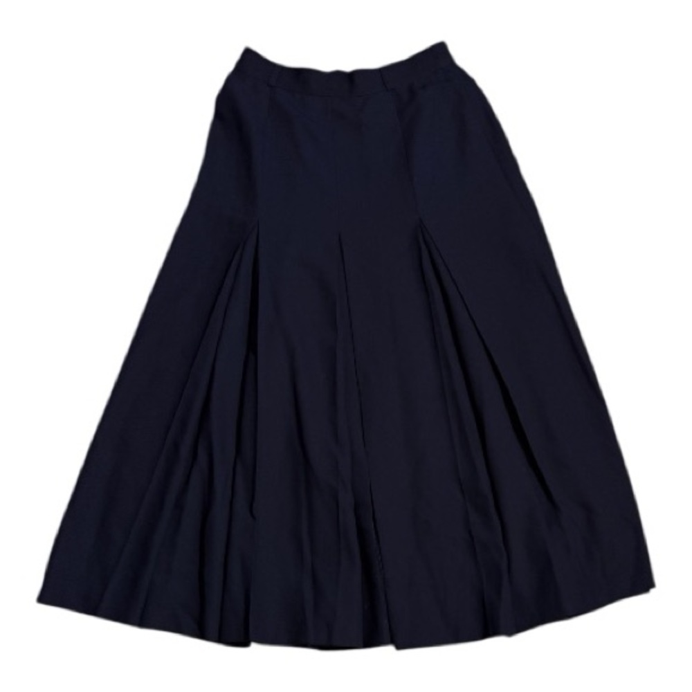 Yarell Dark navy-black mix Wool-Blend Pleated Midi Skirt – Size 8